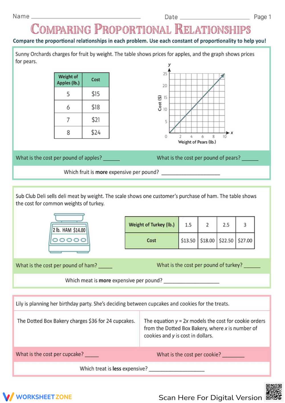 proportional reasoning worksheet