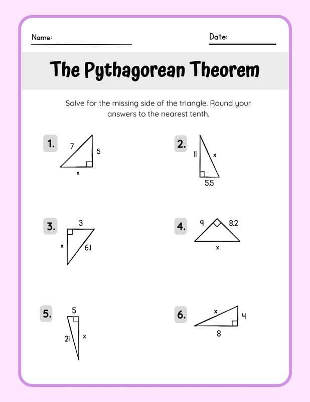 pythagorean theorem free worksheets