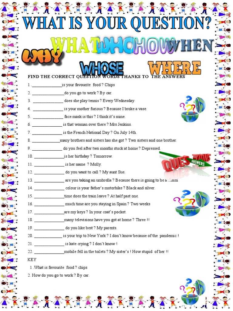 question words worksheet