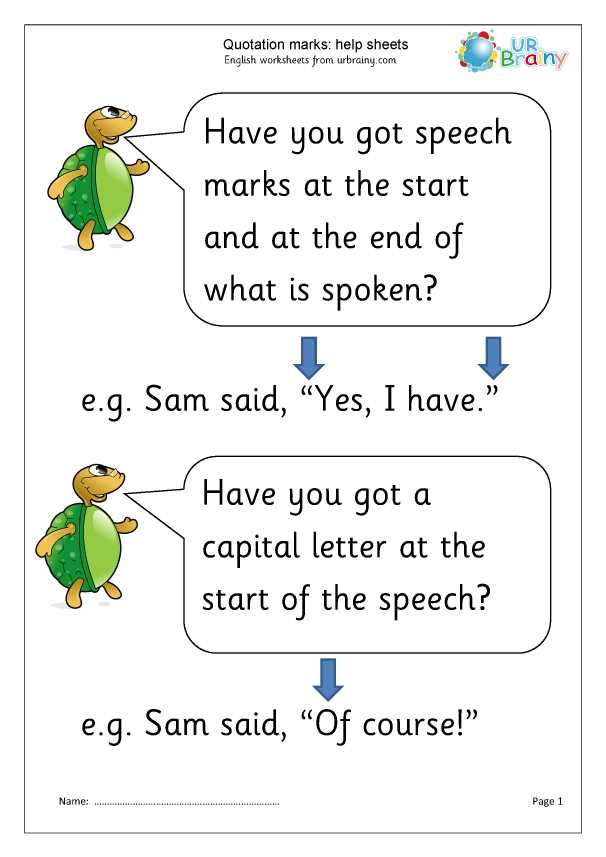 quotation marks worksheets