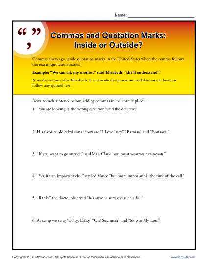 quotation marks worksheets