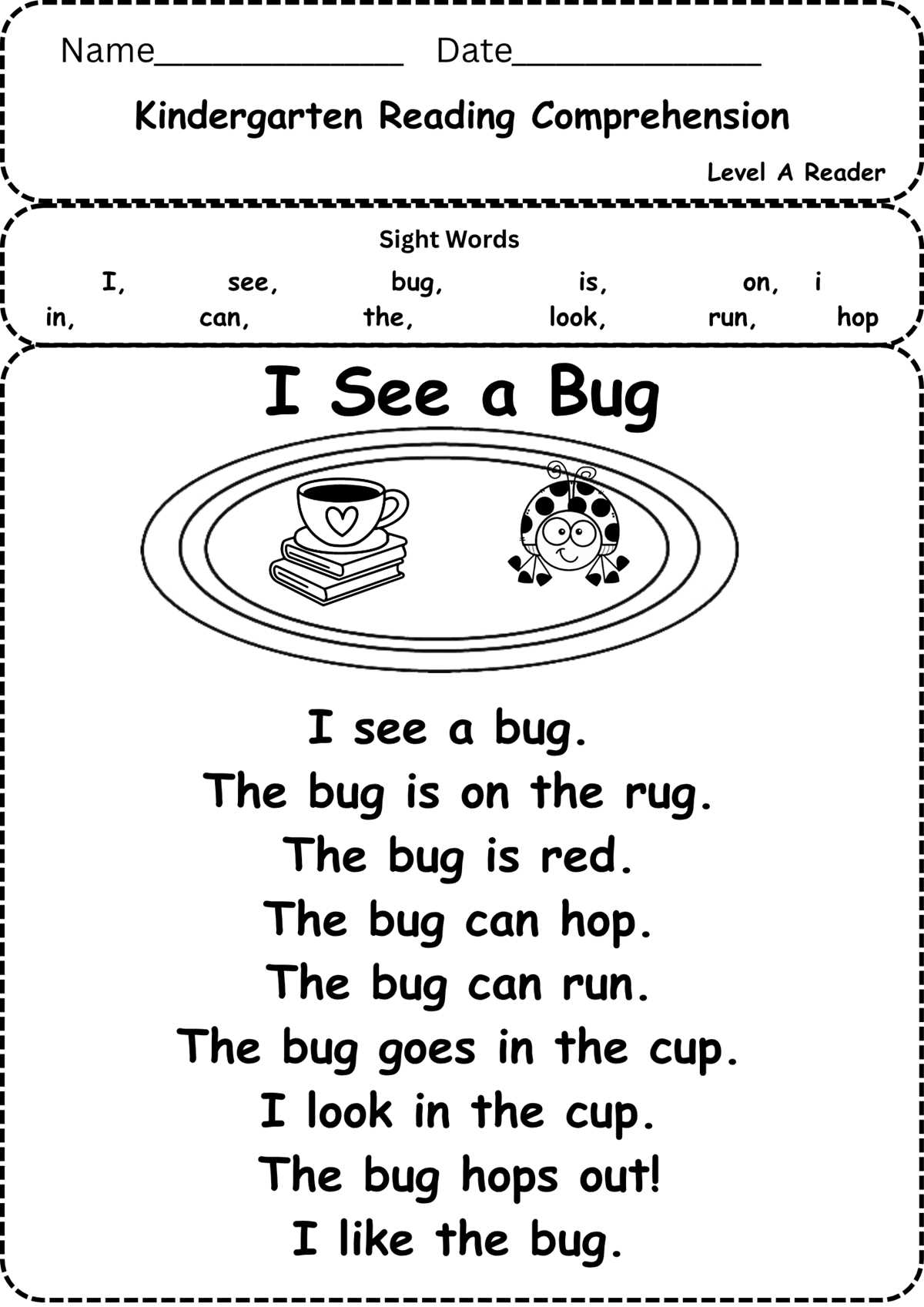 reading comprehension worksheets preschool
