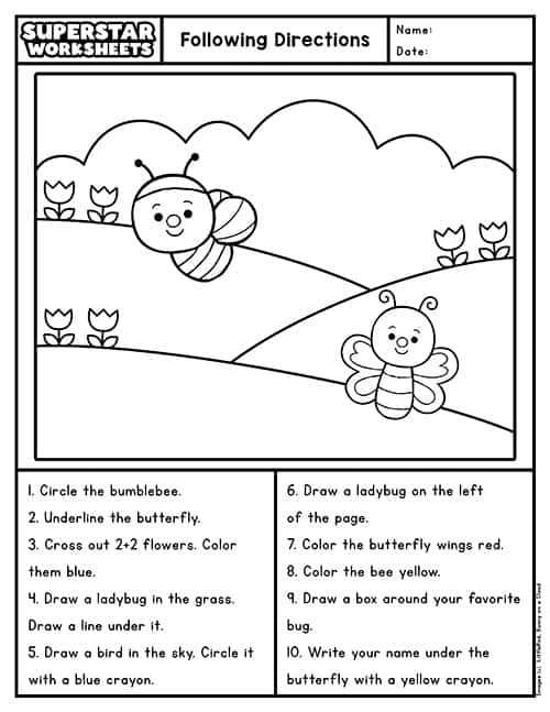 reading comprehension worksheets preschool