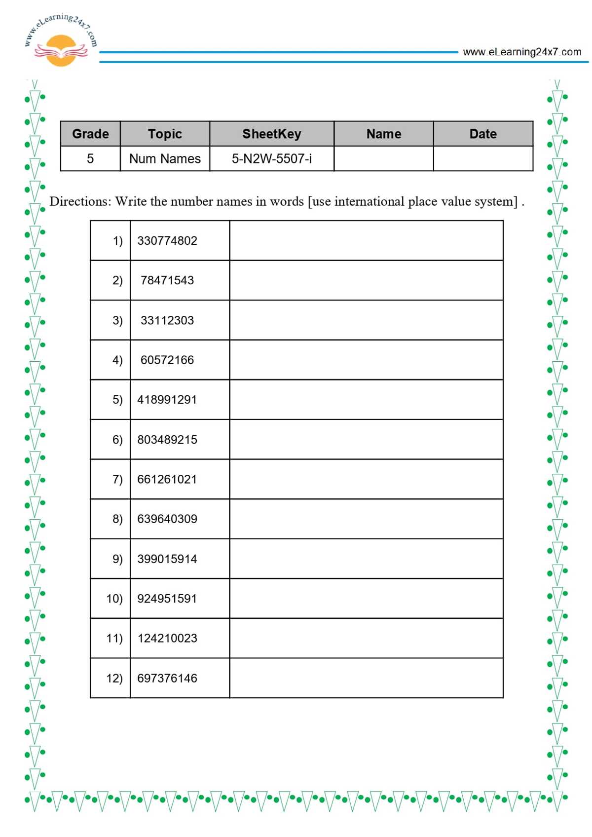 real number system worksheet