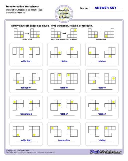 reflection geometry worksheet