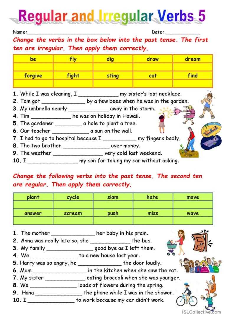 regular and irregular worksheets