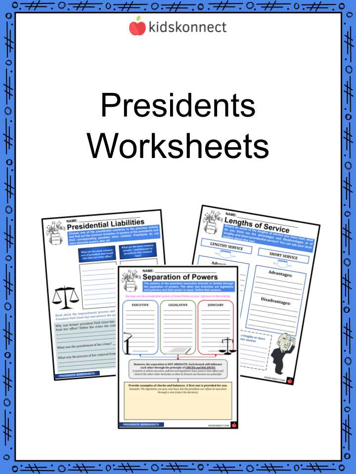 roles of president worksheet