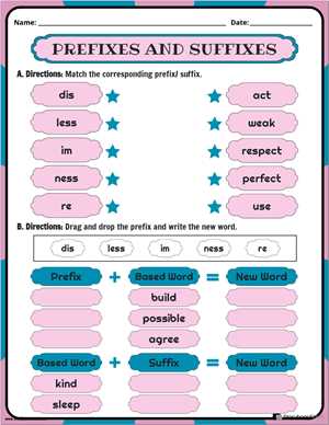 root prefix suffix worksheet