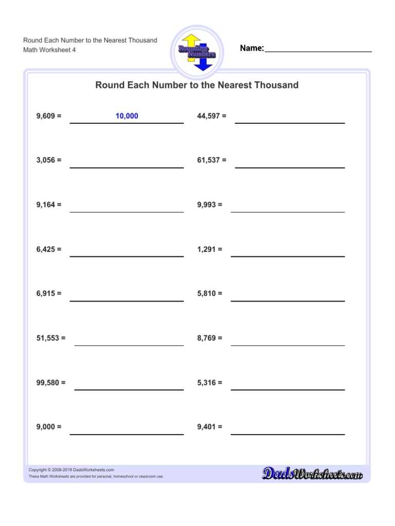 rounding to the nearest thousand worksheet