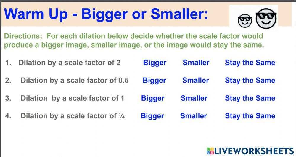scale factor and dilation worksheet