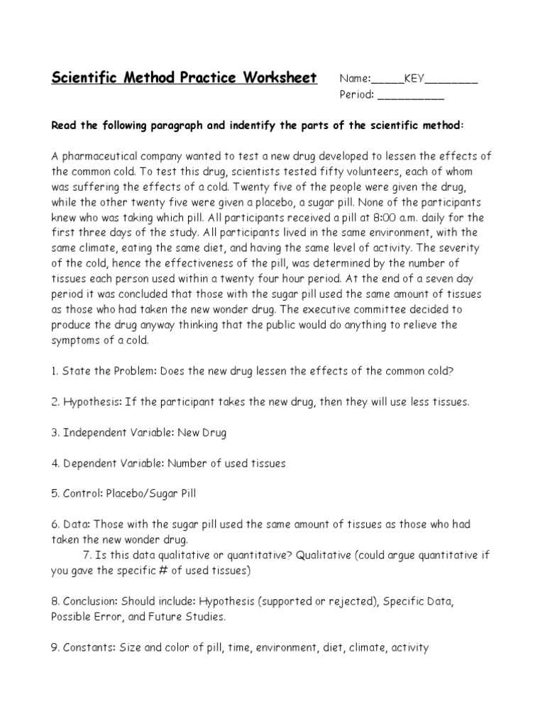 scientific method review worksheet