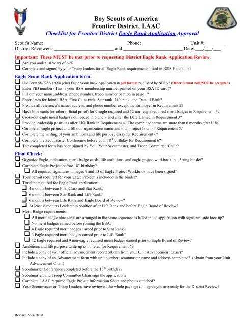 scout rank requirements worksheet