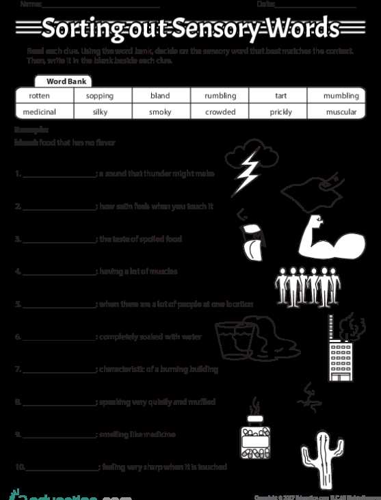 sensory details worksheet