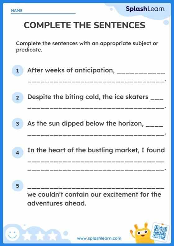 sentence structure worksheet