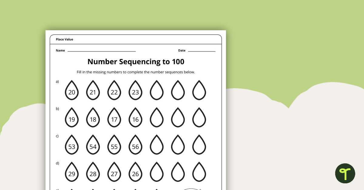 sequence of numbers worksheet