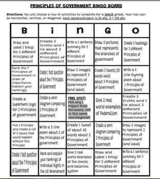 seven principles of government worksheet