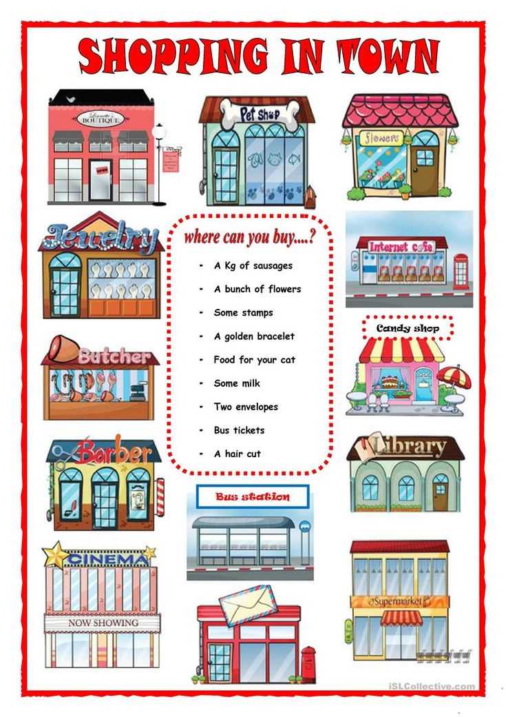 shops and shopping worksheets