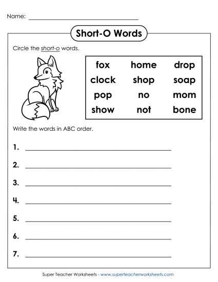 short o and long o worksheets