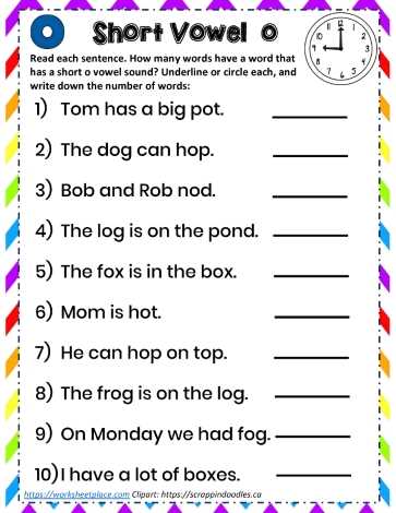 short o words worksheets