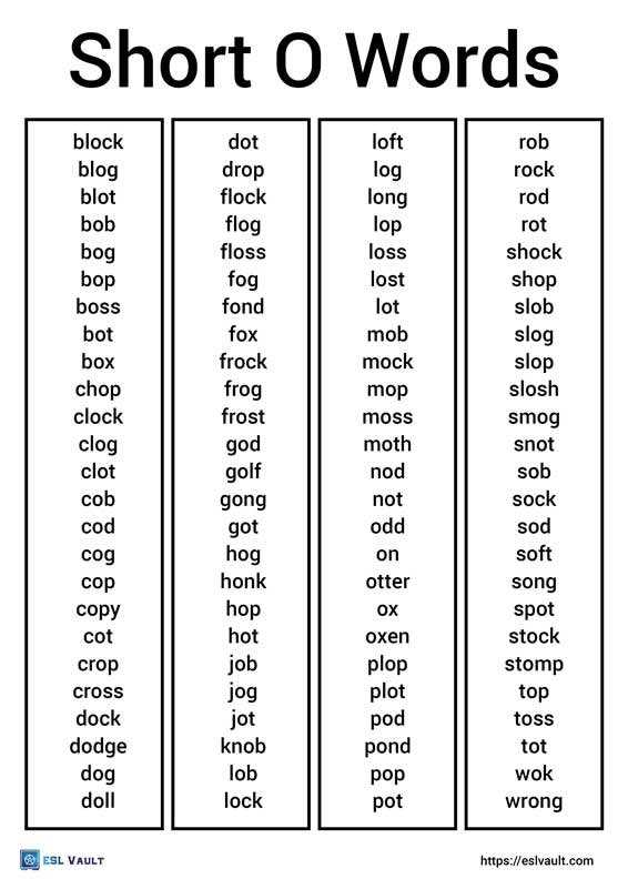 short o worksheets