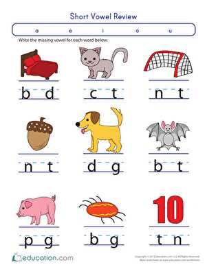 short vowels worksheets