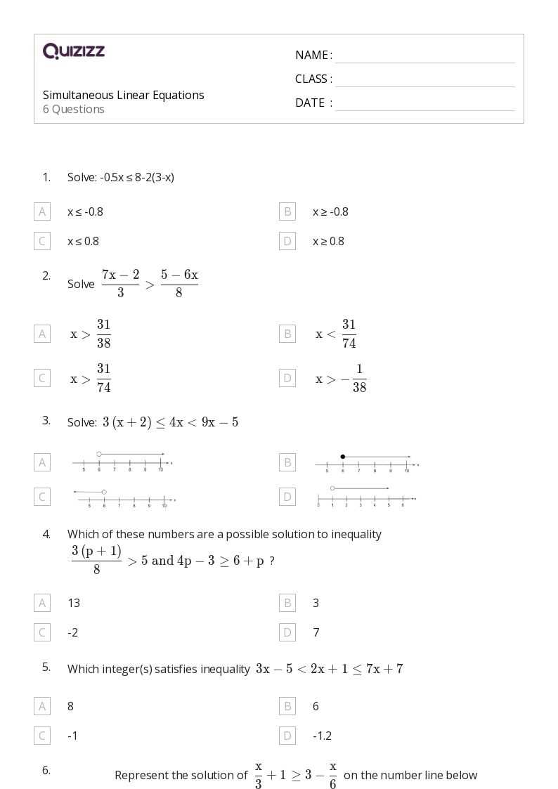 simple linear equations worksheet