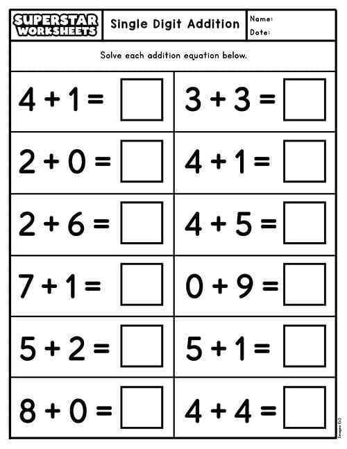 simple math facts worksheets