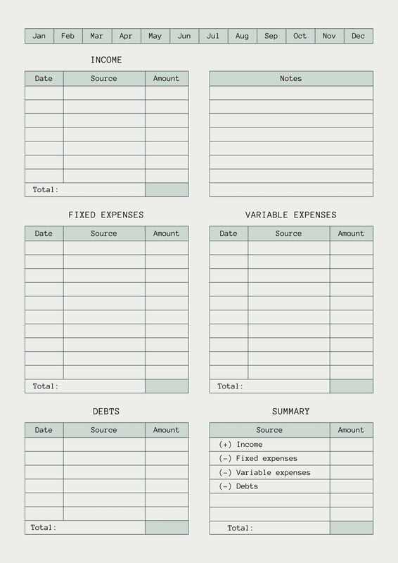 simple monthly budget worksheet
