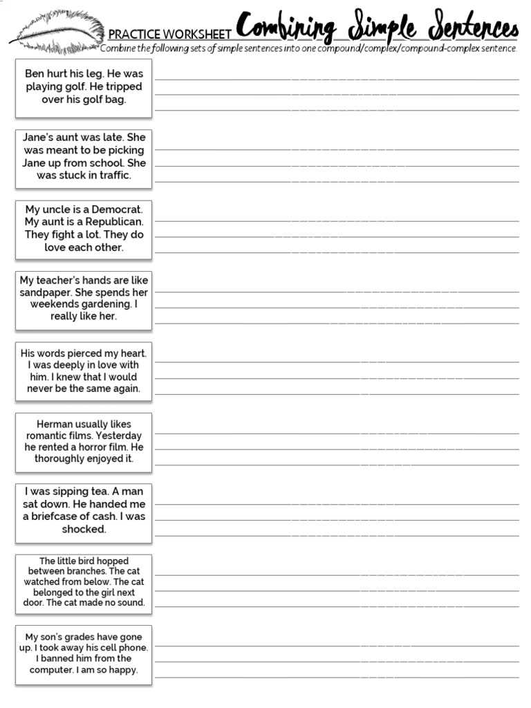 simple sentences worksheet