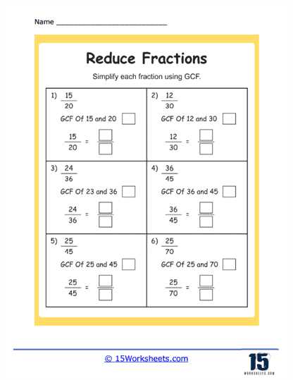 simplify fraction worksheet