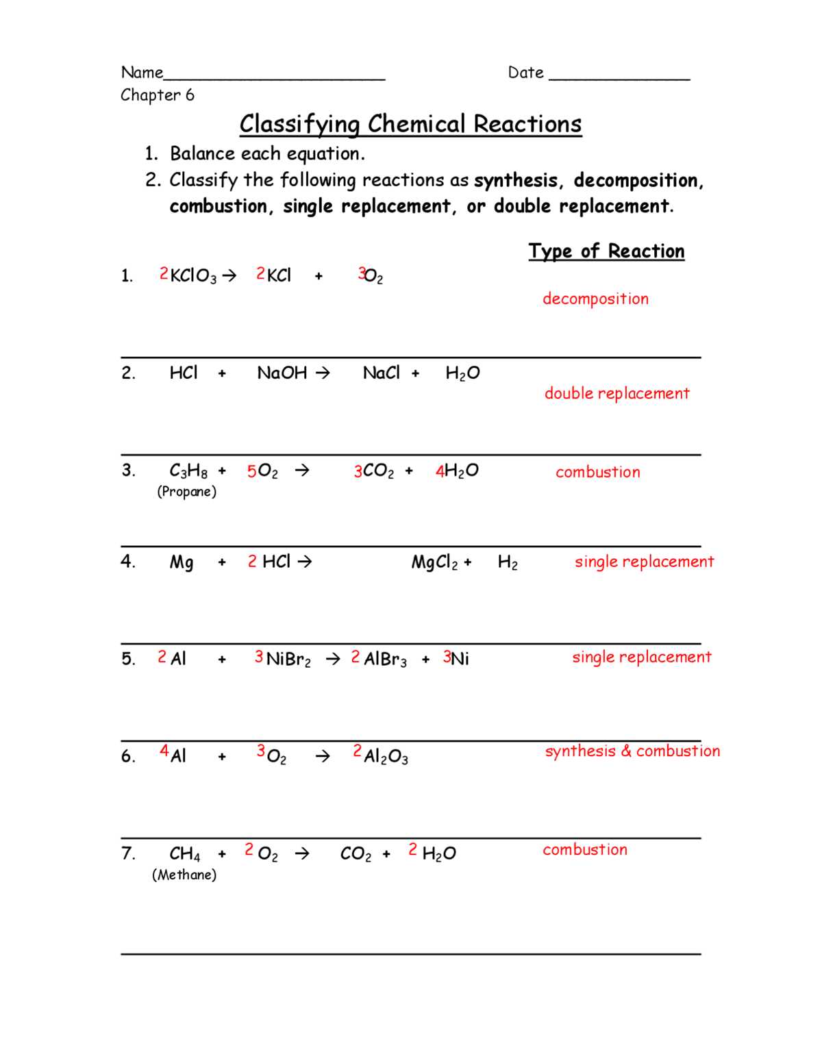single and double replacement reactions worksheet single and double replacement reactions worksheet