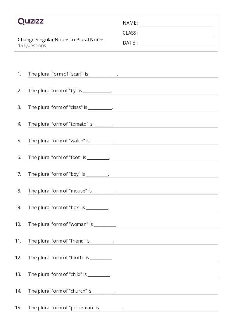singular plural nouns worksheet