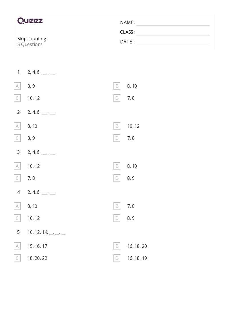 skip counting 4 worksheets
