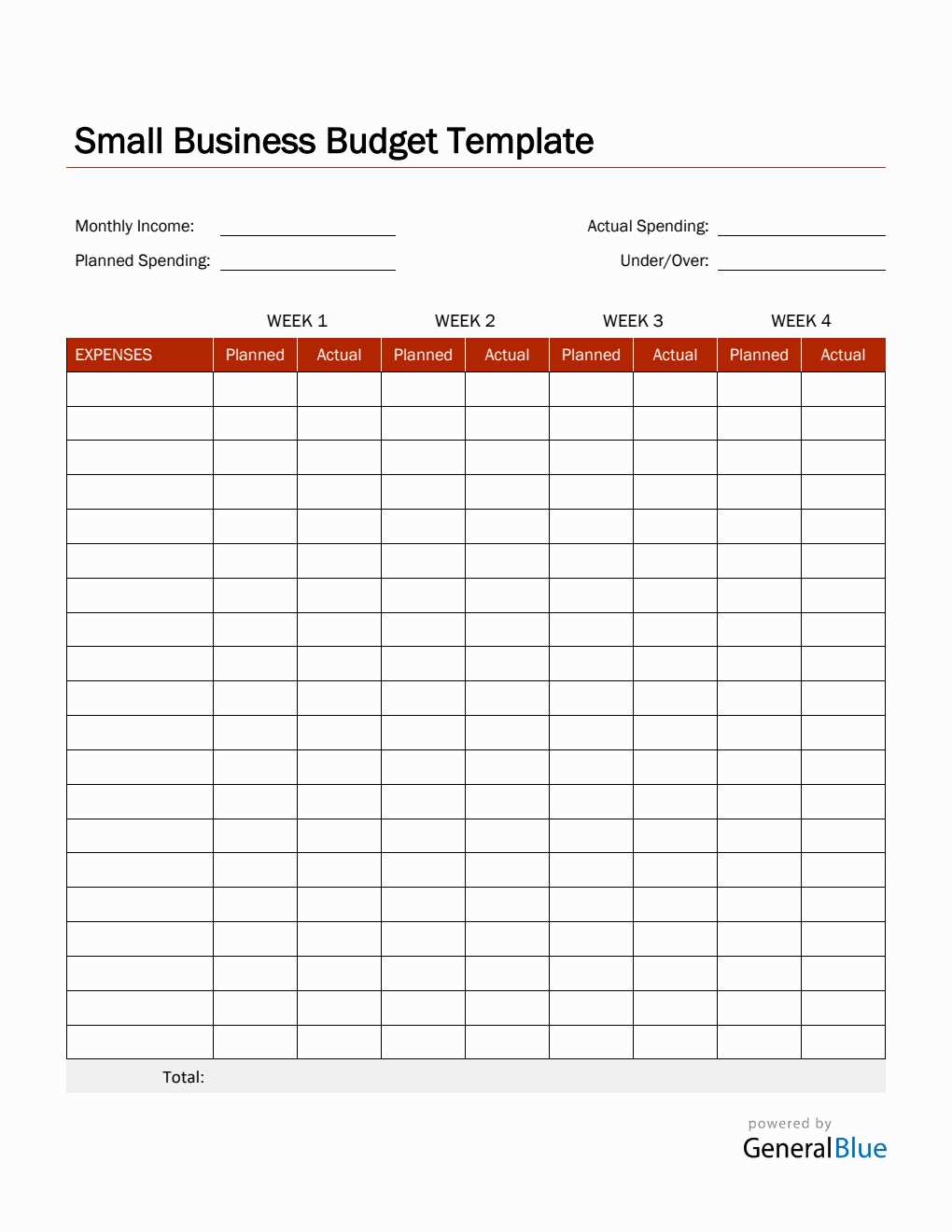 small business expense worksheet