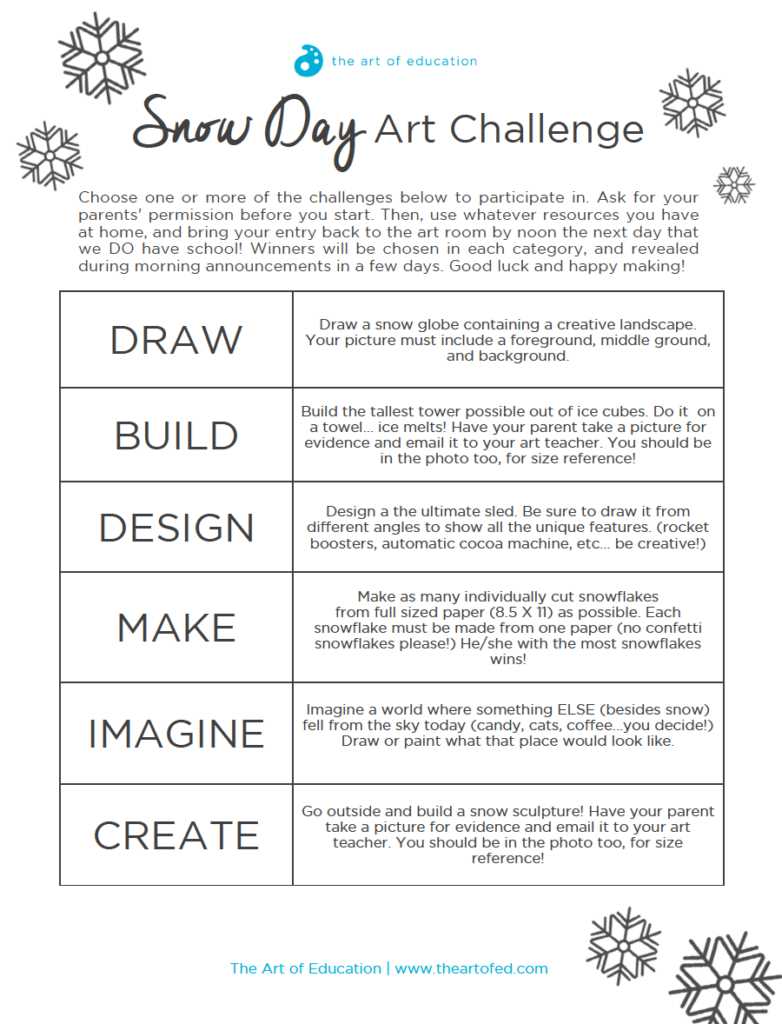 snow day worksheets