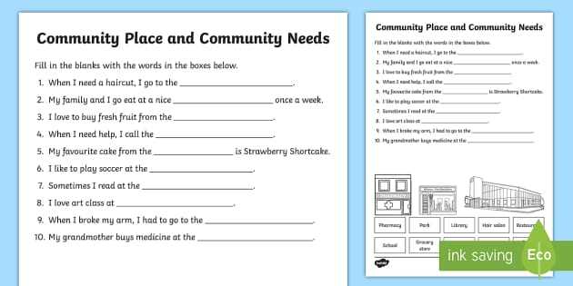social studies community worksheets