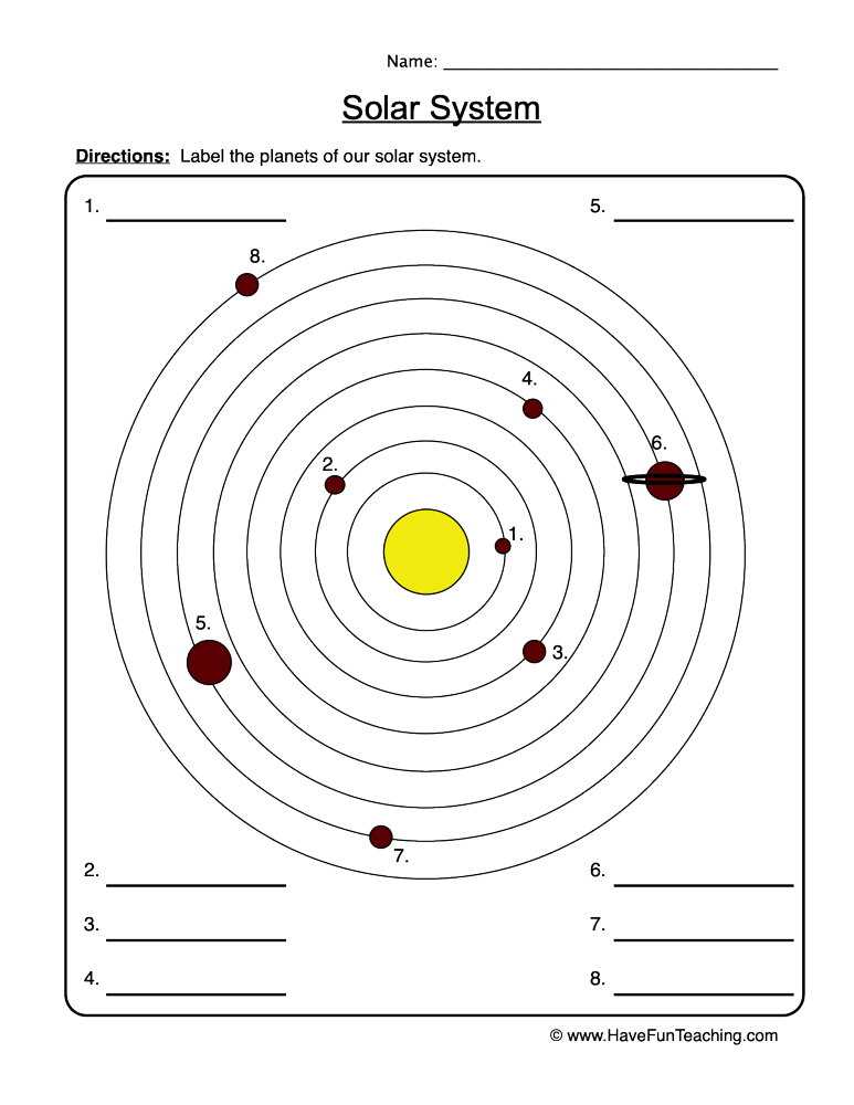 solar system worksheet