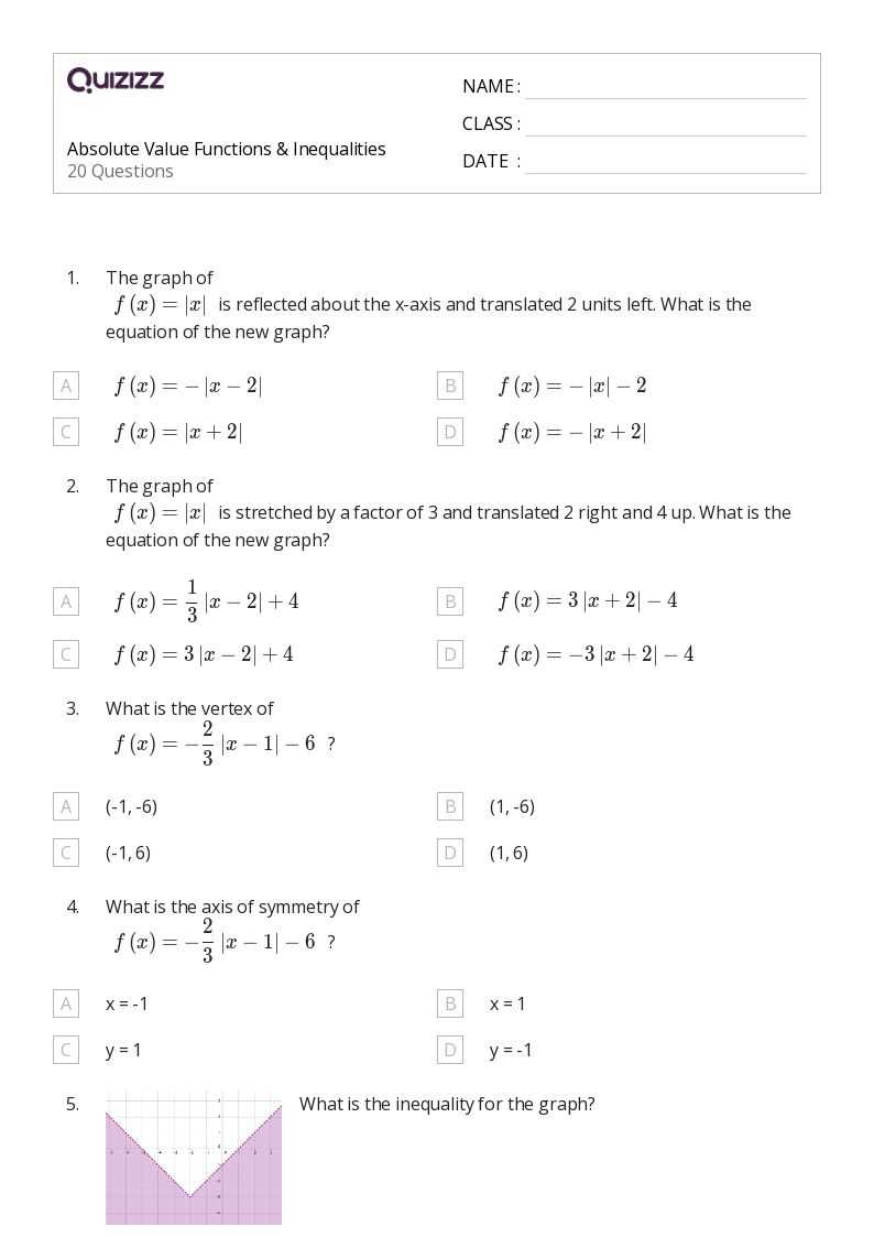 solving absolute value inequalities worksheet