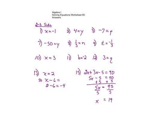 solving algebraic equations worksheets