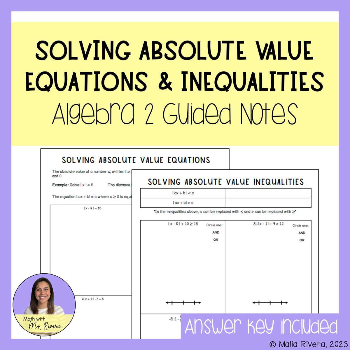 solving equations with absolute value worksheet