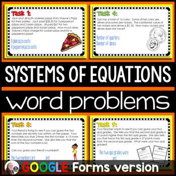 solving systems of equations word problems worksheet