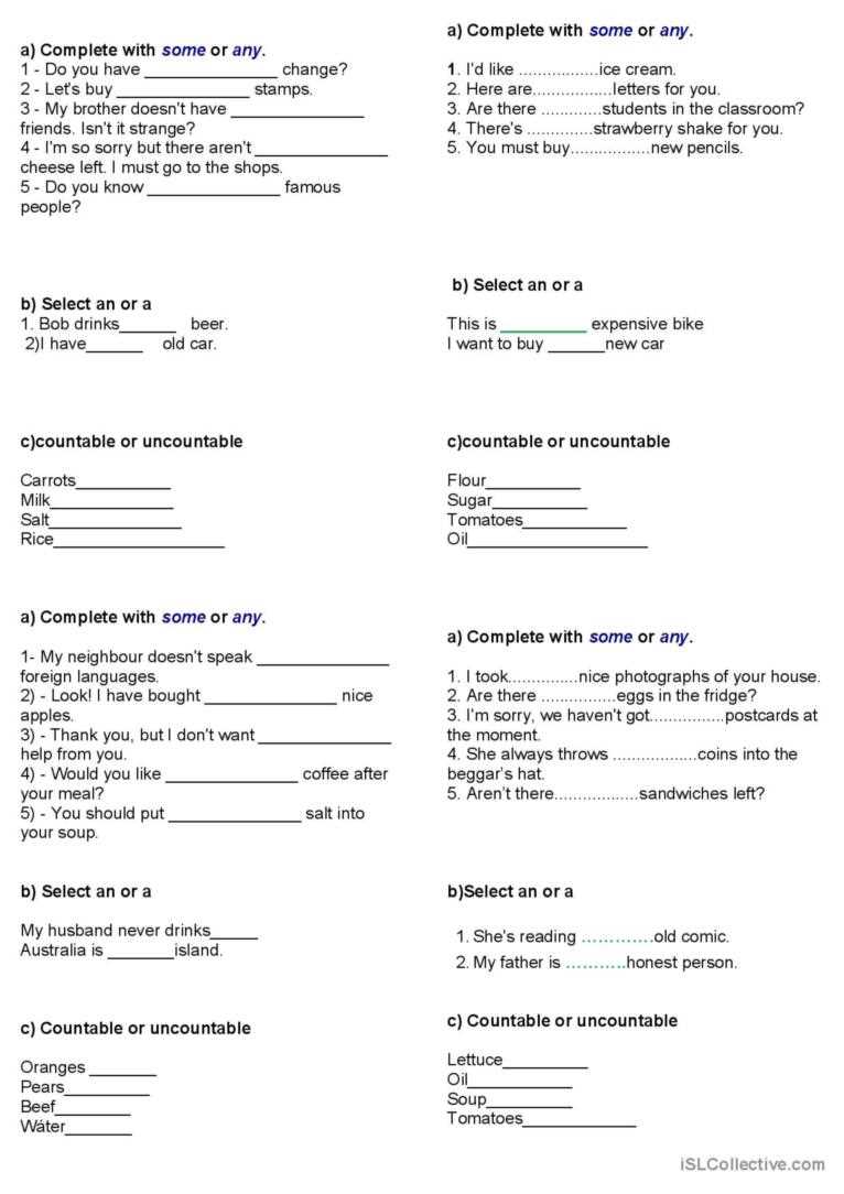 some any countable uncountable worksheet