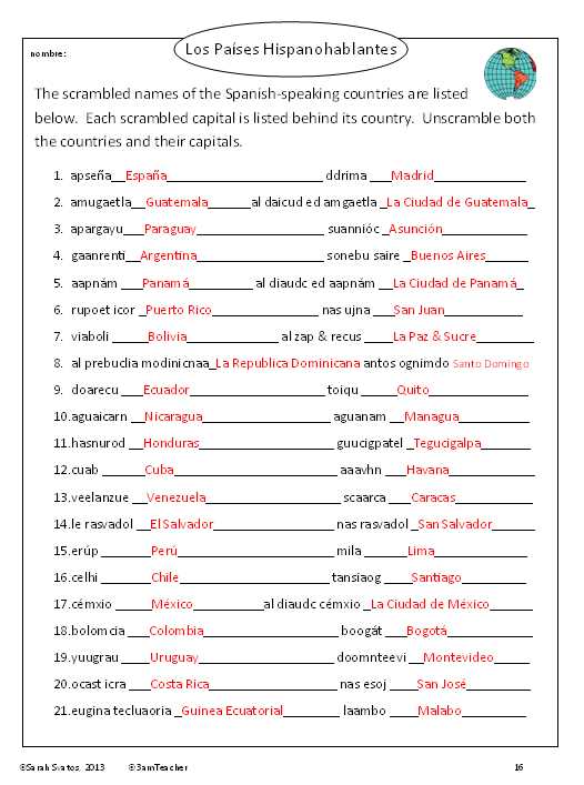 spanish speaking countries worksheet spanish speaking countries worksheet