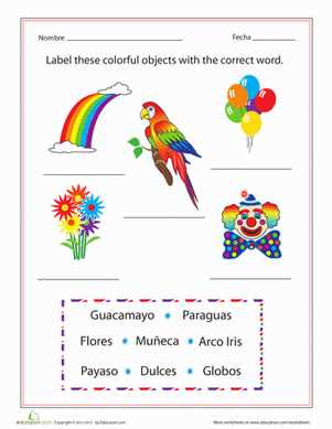 spanish worksheets on colors
