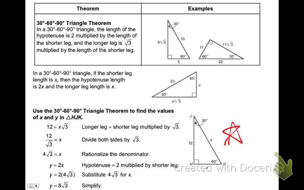 special right triangles worksheet geometry