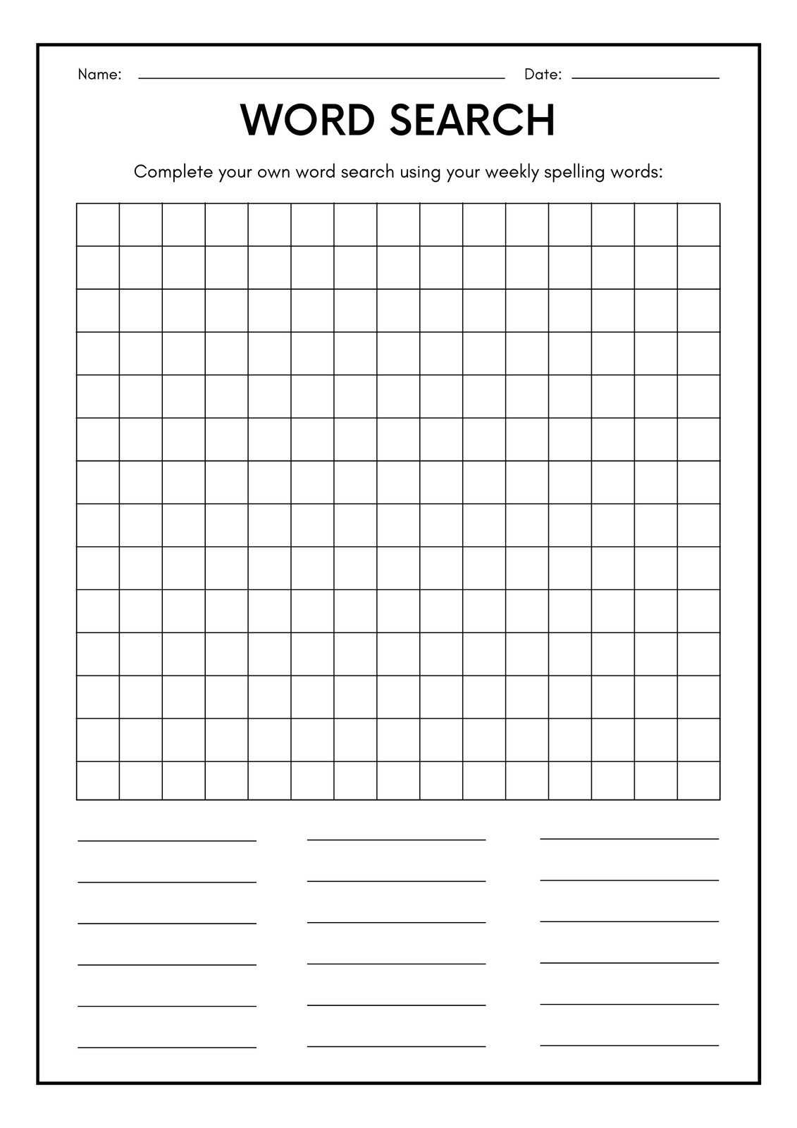 spelling word practice worksheets