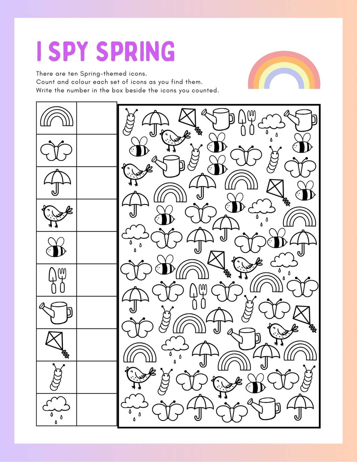 spring worksheets kindergarten