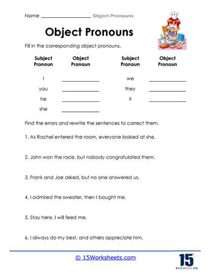 subject and object pronouns worksheets