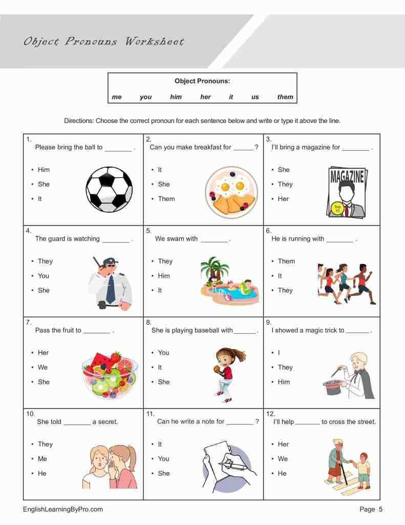 subjective pronouns worksheet