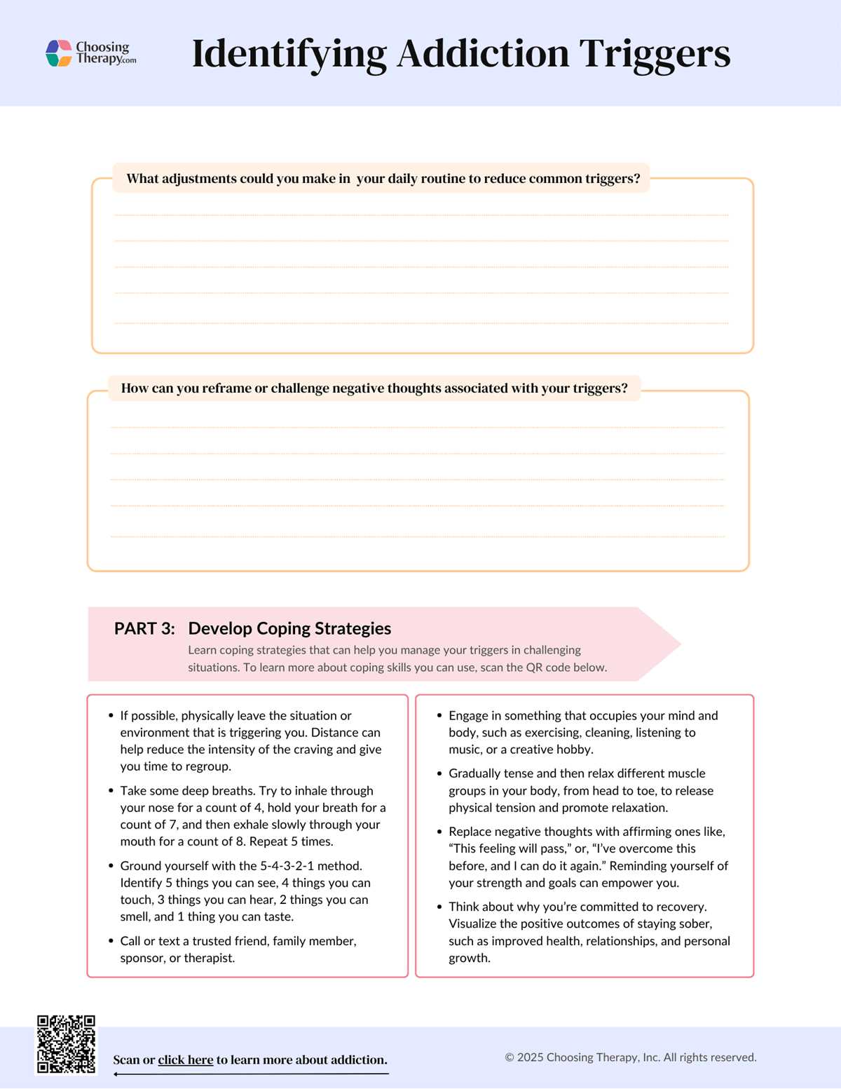 substance abuse worksheets